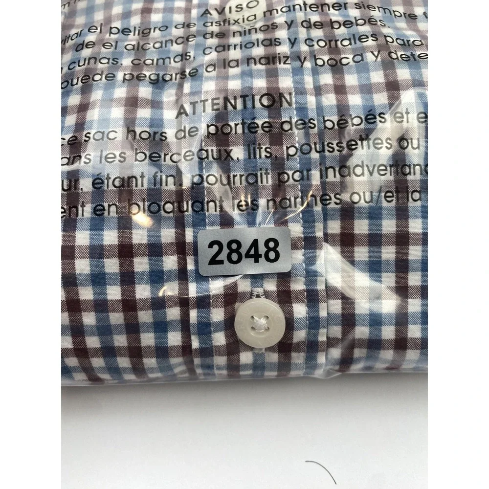 J Crew Mens Medium Blue Brown Check Button Up Long Sleeve Cotton Shirt 31872